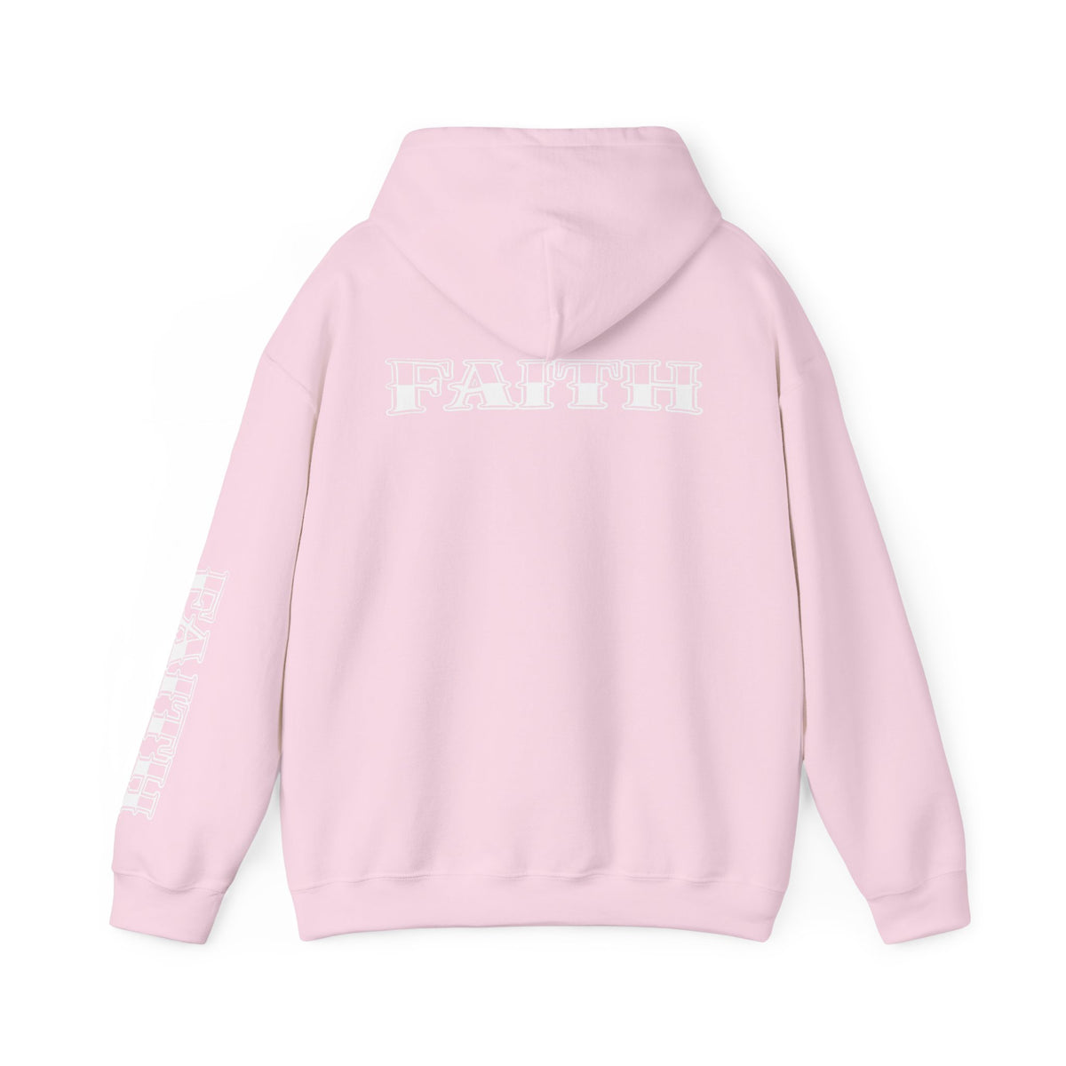 Faith - Graphic Hoodie — Black Religious Faith Pullover with Sleeve and Back Print