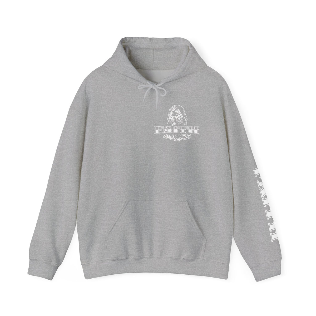 Faith - Graphic Hoodie — Black Religious Faith Pullover with Sleeve and Back Print