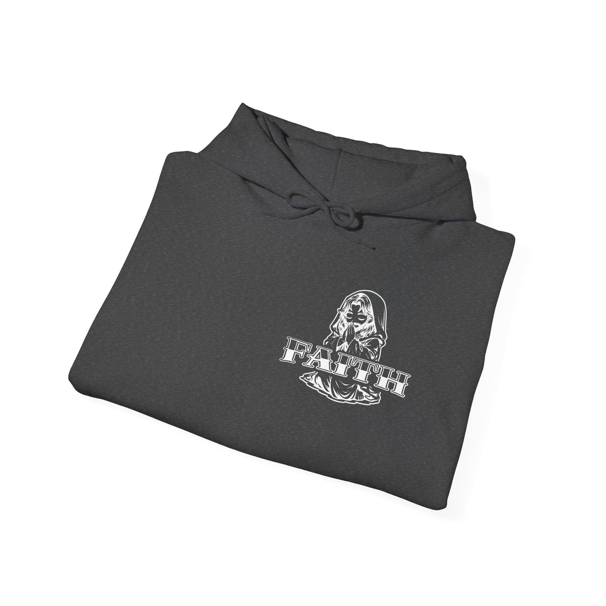 Faith - Graphic Hoodie — Black Religious Faith Pullover with Sleeve and Back Print