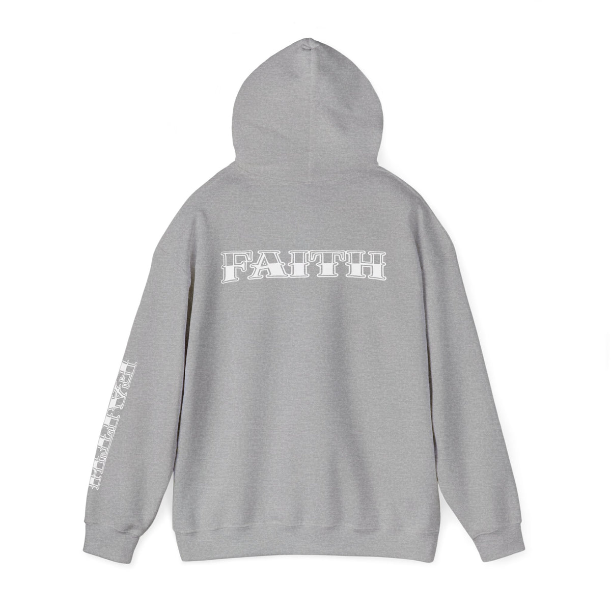 Faith - Graphic Hoodie — Black Religious Faith Pullover with Sleeve and Back Print