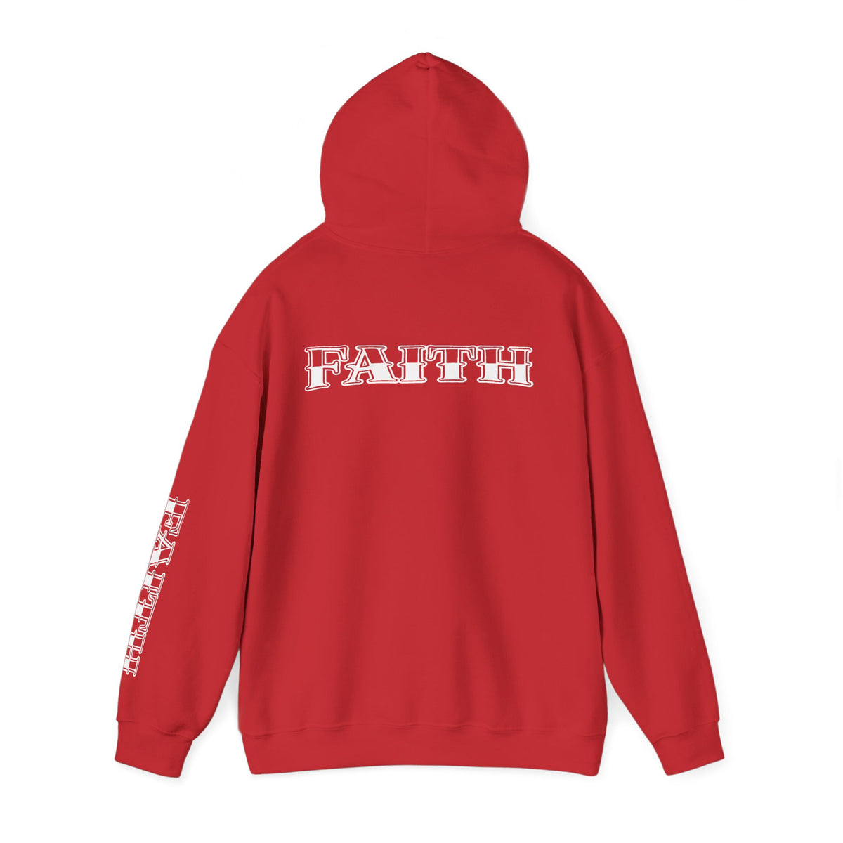 Faith - Graphic Hoodie — Black Religious Faith Pullover with Sleeve and Back Print
