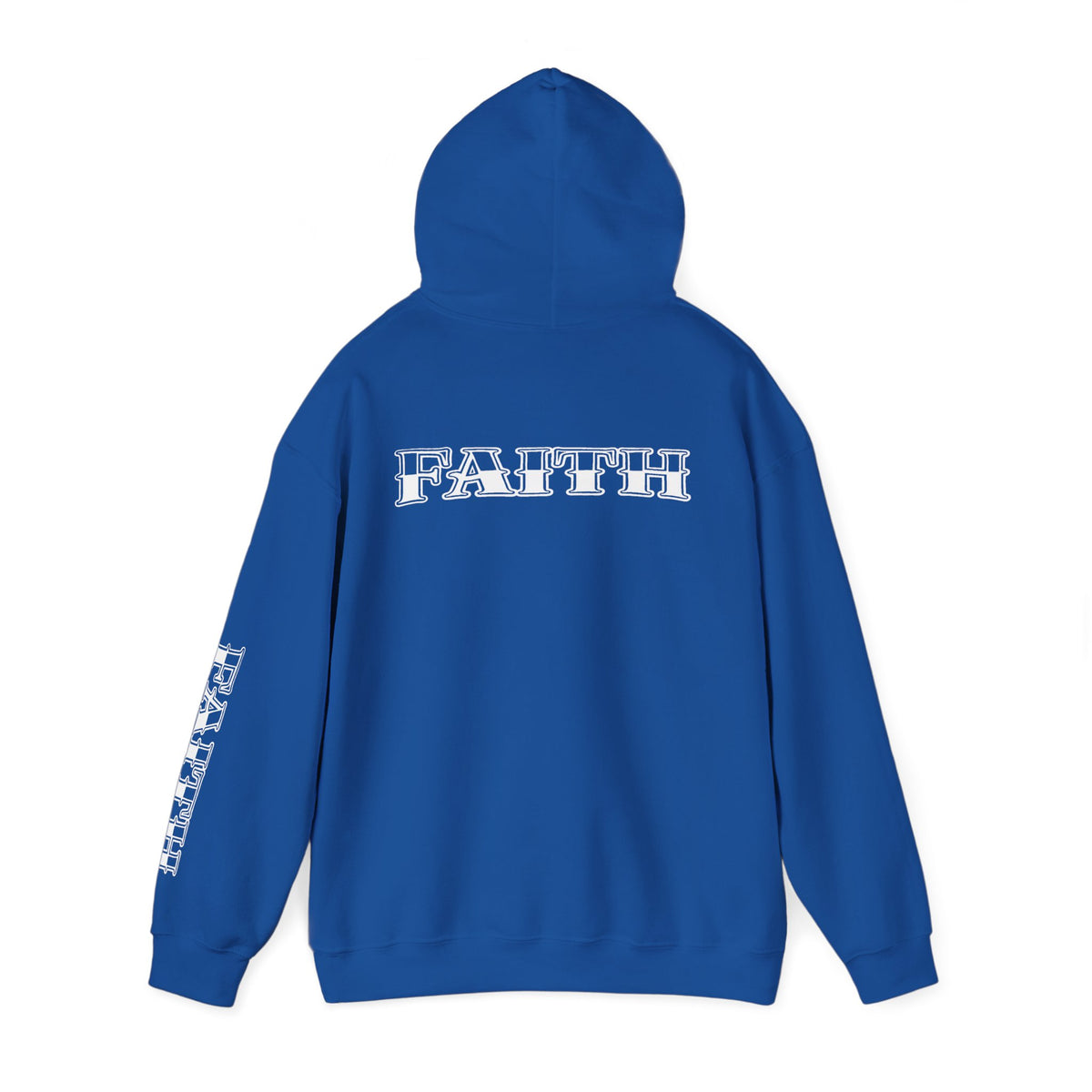Faith - Graphic Hoodie — Black Religious Faith Pullover with Sleeve and Back Print